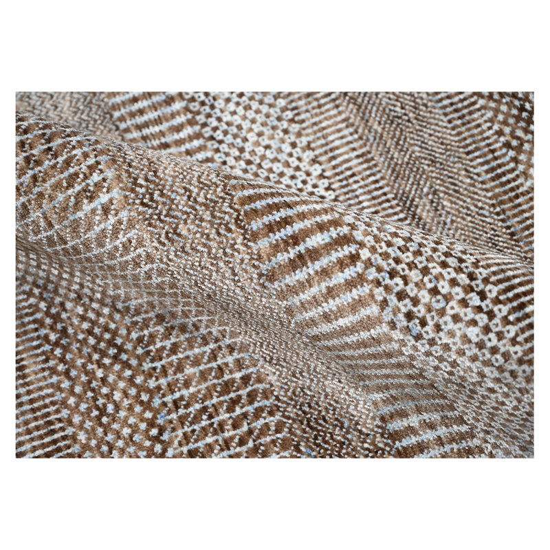 Tapis brun / bleu clair de haute qualité noué à la main, Rectangle 10 pi x 14 pi
