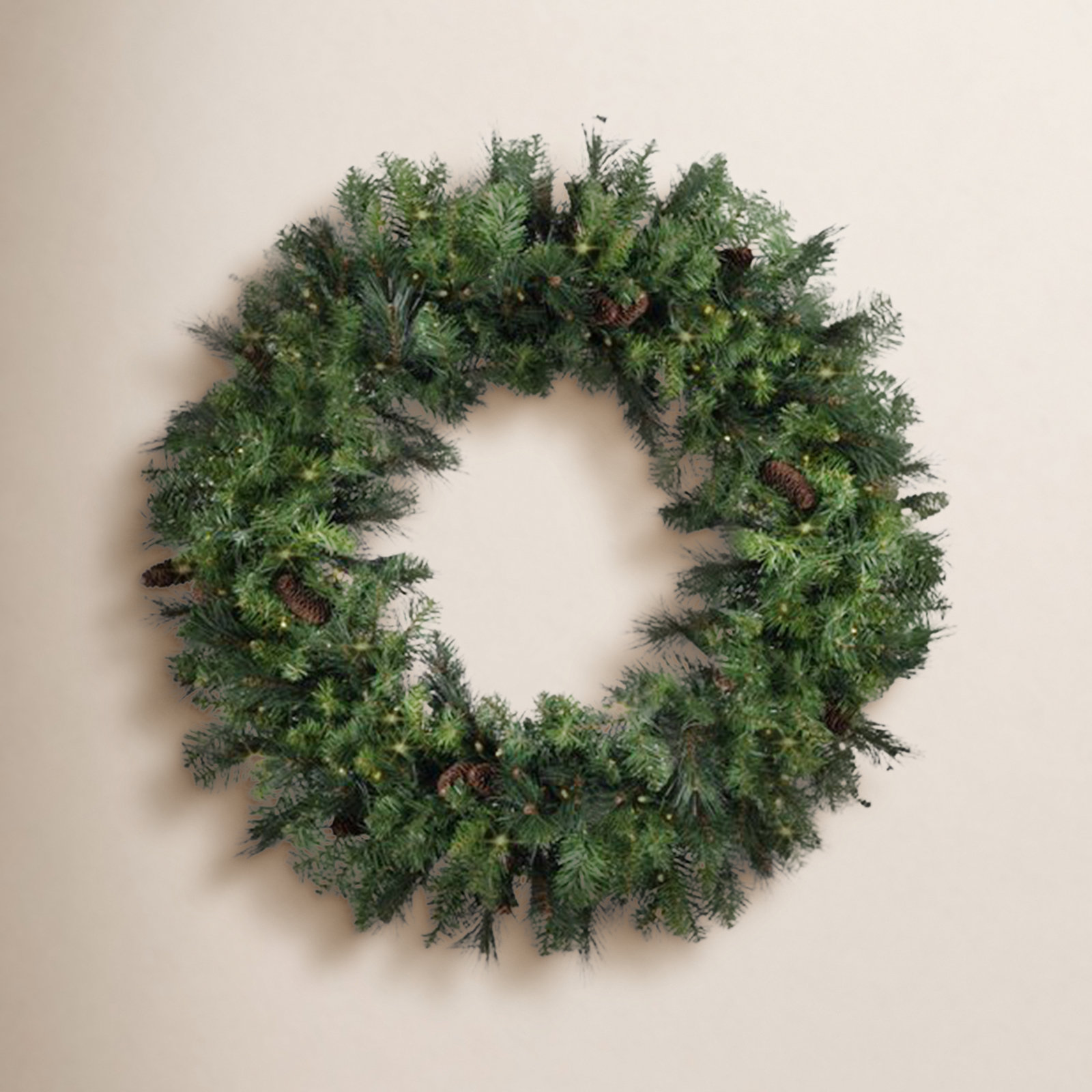 Faux Fir Lighted Wreath, 31" H x 10" W x 31" D
