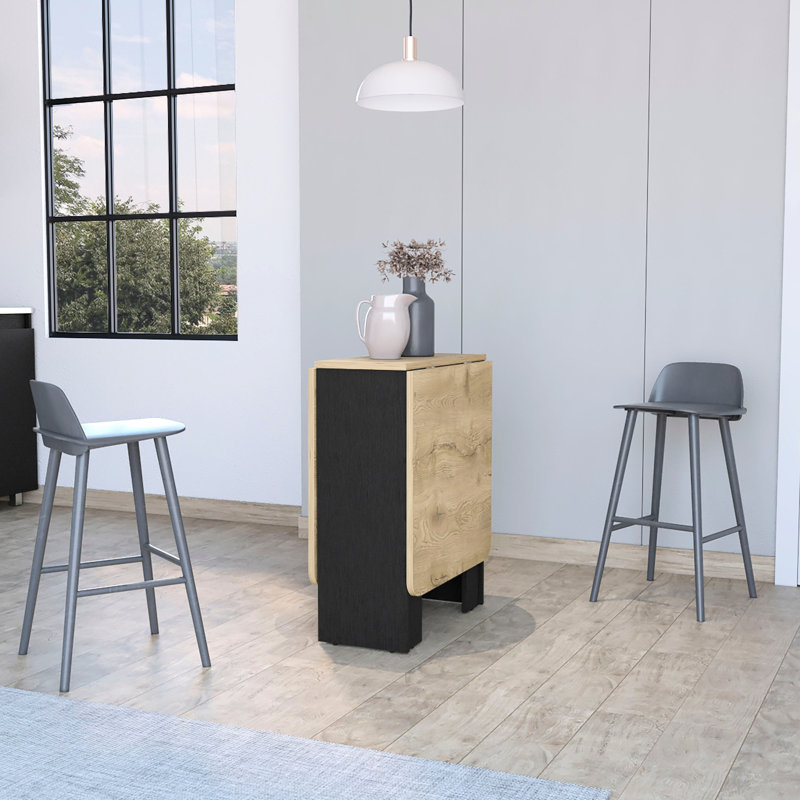 Table de salle à manger rectangulaire pliable en noir et brun - Économisez de l'espace, utilisation polyvalente, bureau pliable supporté compact de 22 lb pour les petits espaces, rectangulaire, stable, support