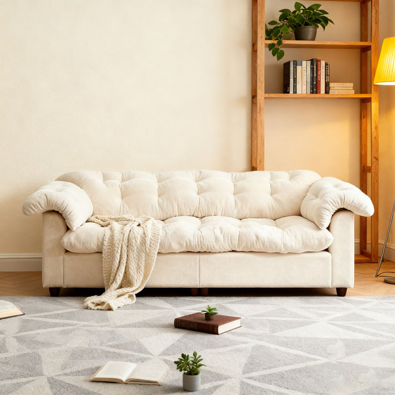 Canapé rembourré moelleux 94,8 po, Beige
