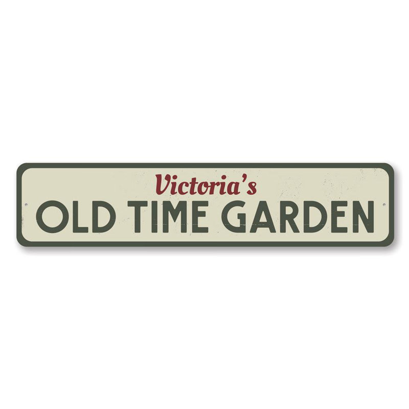 Ancienne enseigne de jardin en aluminium, H 6 po x l 24 po x P 0,063 po
