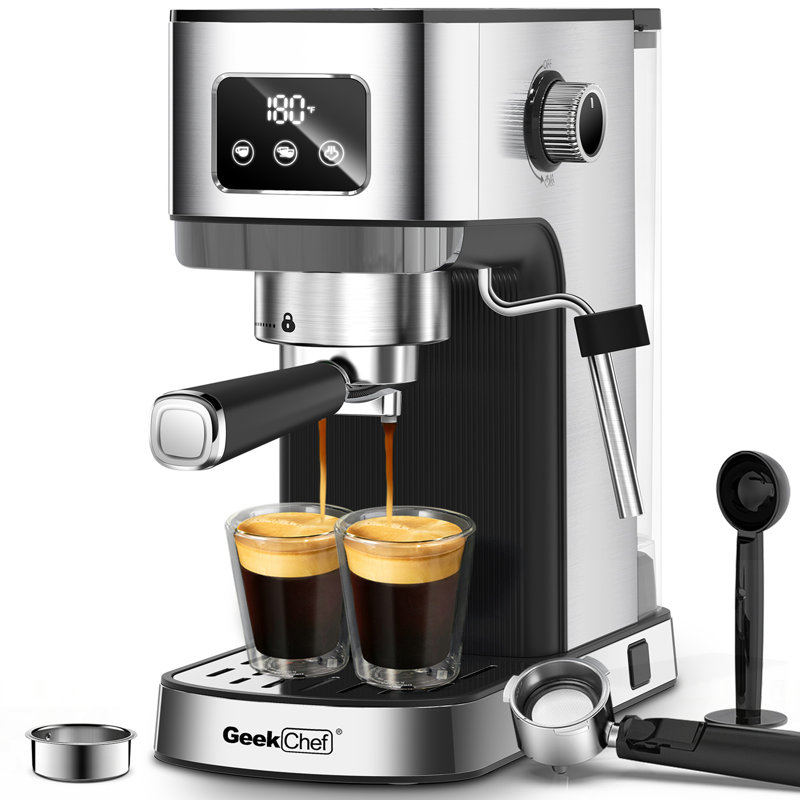 Geek Chef Espresso Machine With ESE POD Filter, Milk Frother, And Precise Controls For Perfect Home Brews