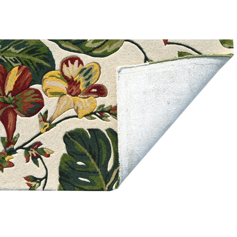 Tapis vert / rouge en laine touffeté à la main Alwina, Rectangulaire 9 pi x 13 pi