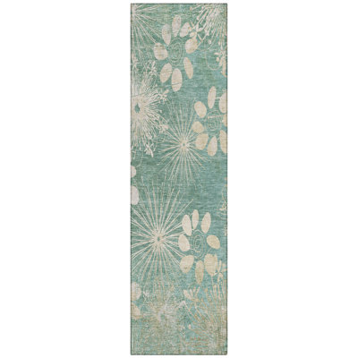 Machine Washable Indoor/Outdoor Kaczor ACN2225 Floral Rug