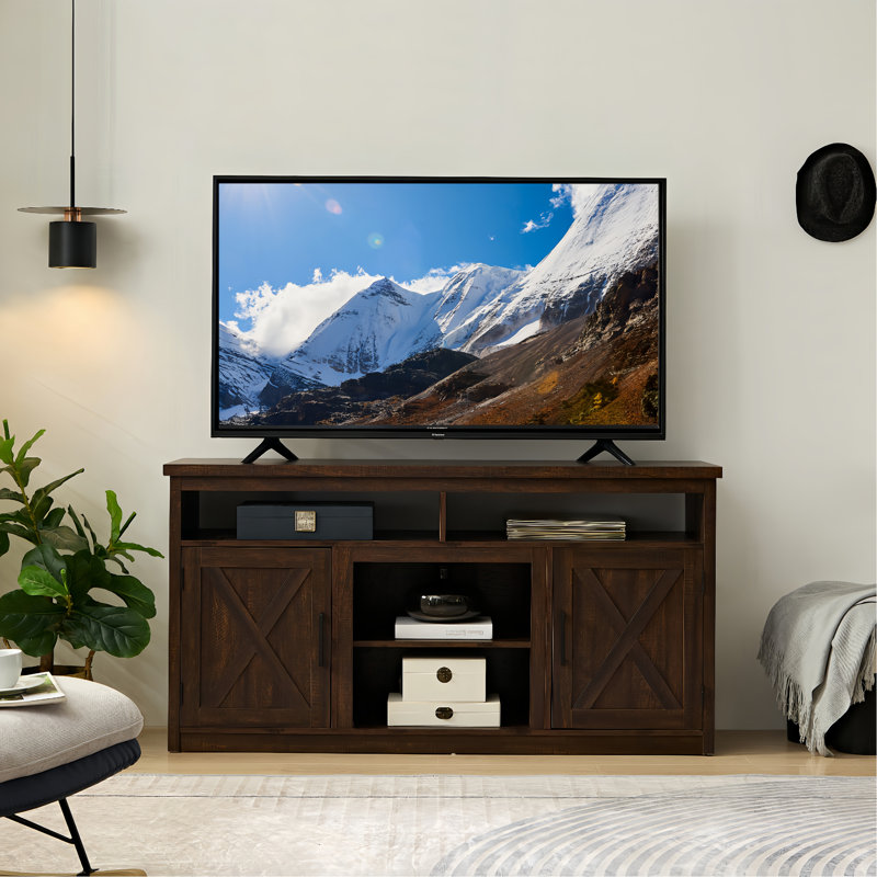 Mahkaylah Unfinished TV Stand for TVs up to 60" with Fireplace Included, Espresso, No