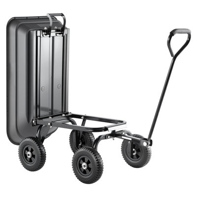Chariot à benne de jardin, chariot à benne en poly 400 lb, chariot de jardin avec mécanisme de vidange rapide à 90 °, roues pivotantes à 180 °, roulements flexibles à 270 °, chariot de jardin pour plantes, terre, cultures