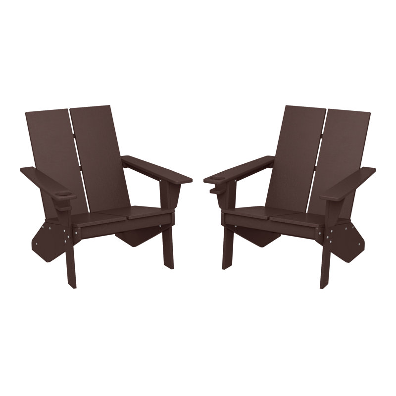 Chaise Adirondack moderne en poly (ensemble de 2), noir, Brun