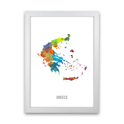 Greece Watercolour Map by Michael Tompsett - 1 Piece Wall Art