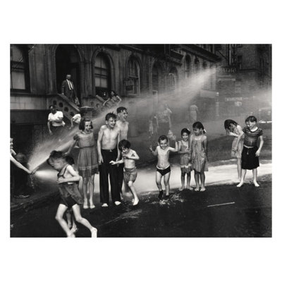 [Children playing in water sprayed from open fire hydrant Upper West Side New York] by Weegee - Giclee Print