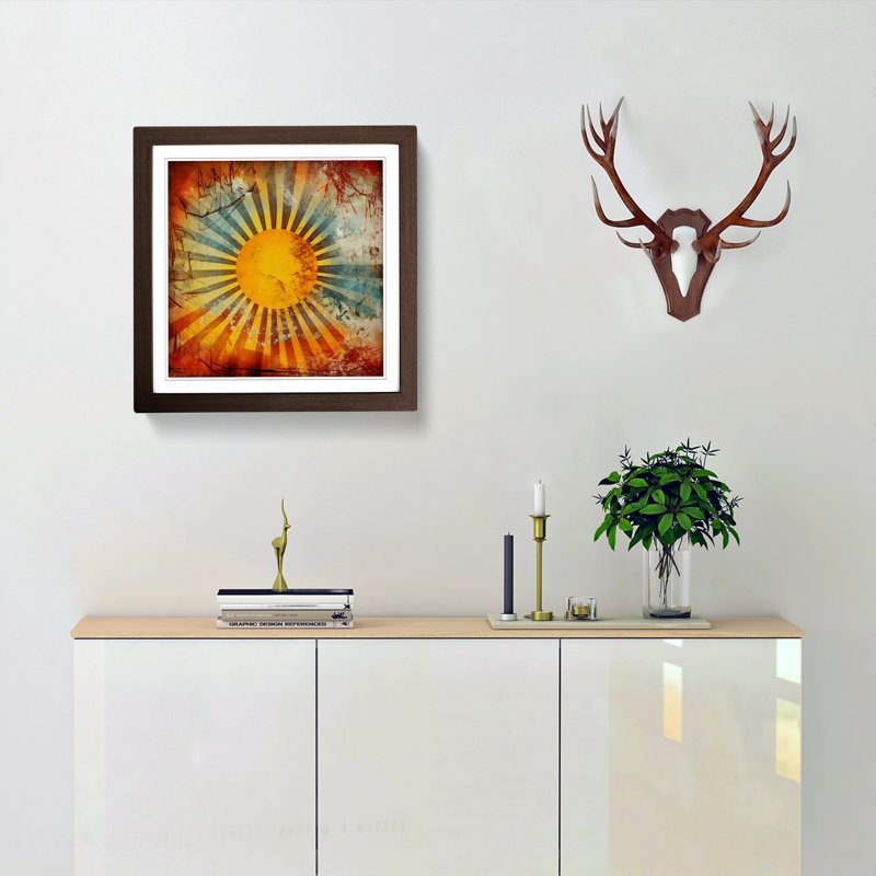 Sun Grunge Art - Framed Print, Walnut