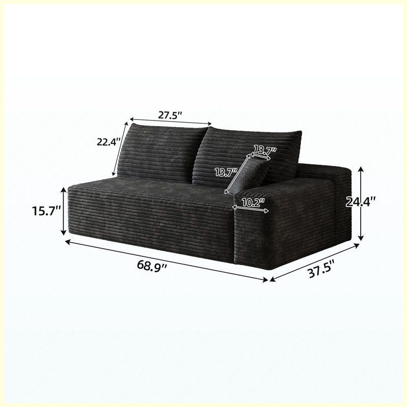 Canapé rembourré noir moderne, canapé de salon élégant pour la maison, appartement et bureau