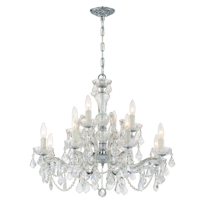 Wehr 12 - Light Candle Style Classic Chandelier with Crystal Accents, Swarovski Strass/Chrome