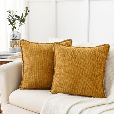 Farmhouse Pillow Covers Modern Farmhouse Square Textured Stitched Edge Throw Pillow Cover