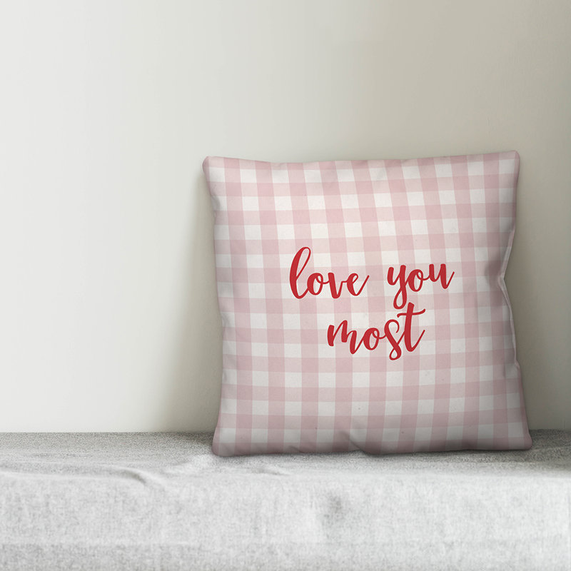  Coussin Love You Most, Coussin décoratif, Rose / Rouge