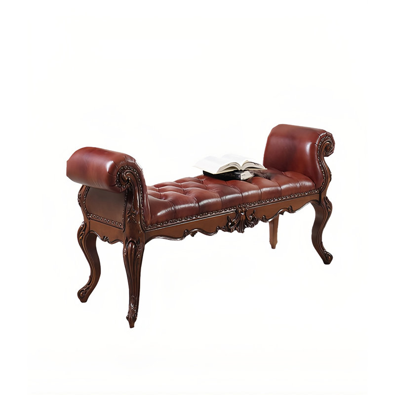 Tabouret européen en bois massif, H 26,77 po x l 62,99 po x P 15,74 po