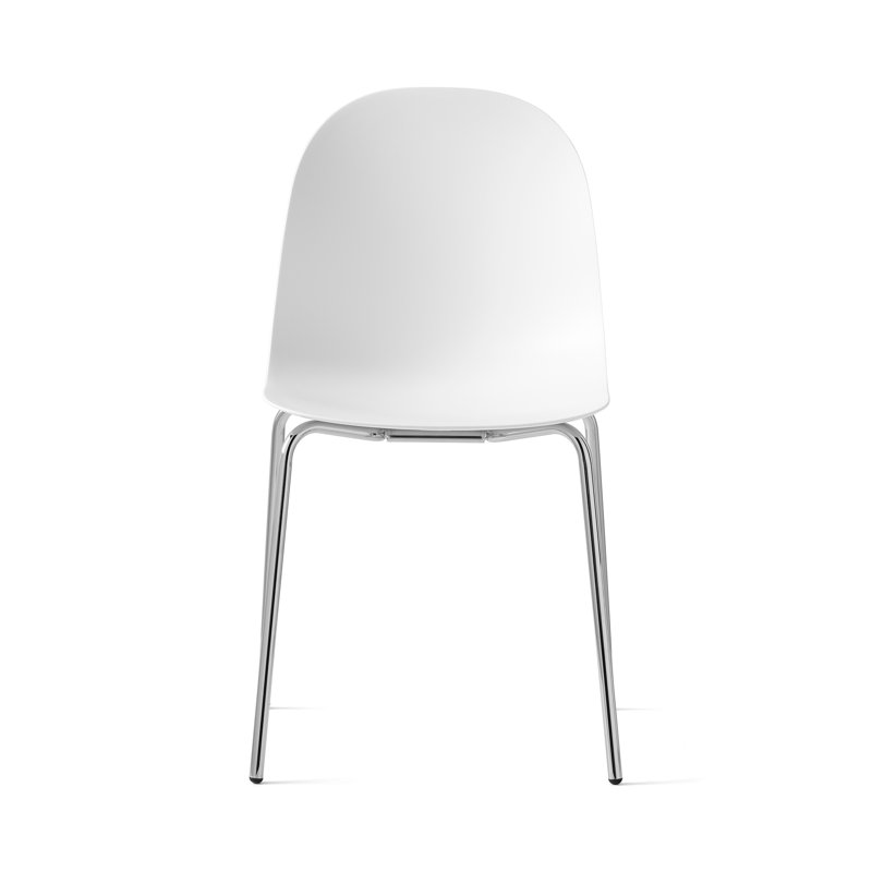 Academy Armless Chair with Metal Frame, Matte Optic White/Chrome