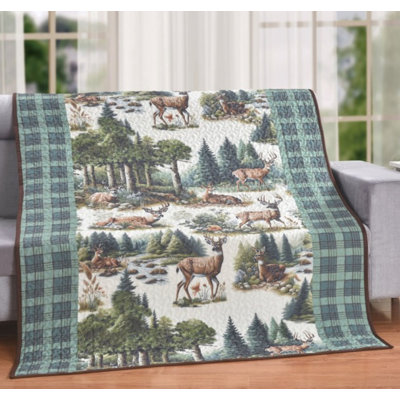 Quilt Throw Blanket Deer Forest Heaven Woodland Design