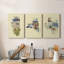 Illustrated State-Illinois - ensemble de 3 impressions sur toile tendue