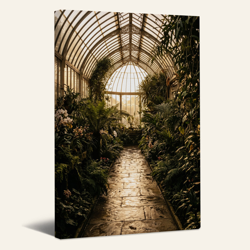 Art mural sur toile Sunlit Greenhouse Corridor, H 48 po x l 36 po