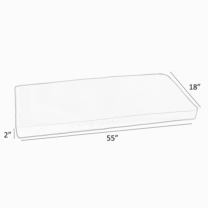 Outdoor 2'' Bench Seat Cushion, 2" H x 55" W x 18" D, Sunbrella - Canvas Spa