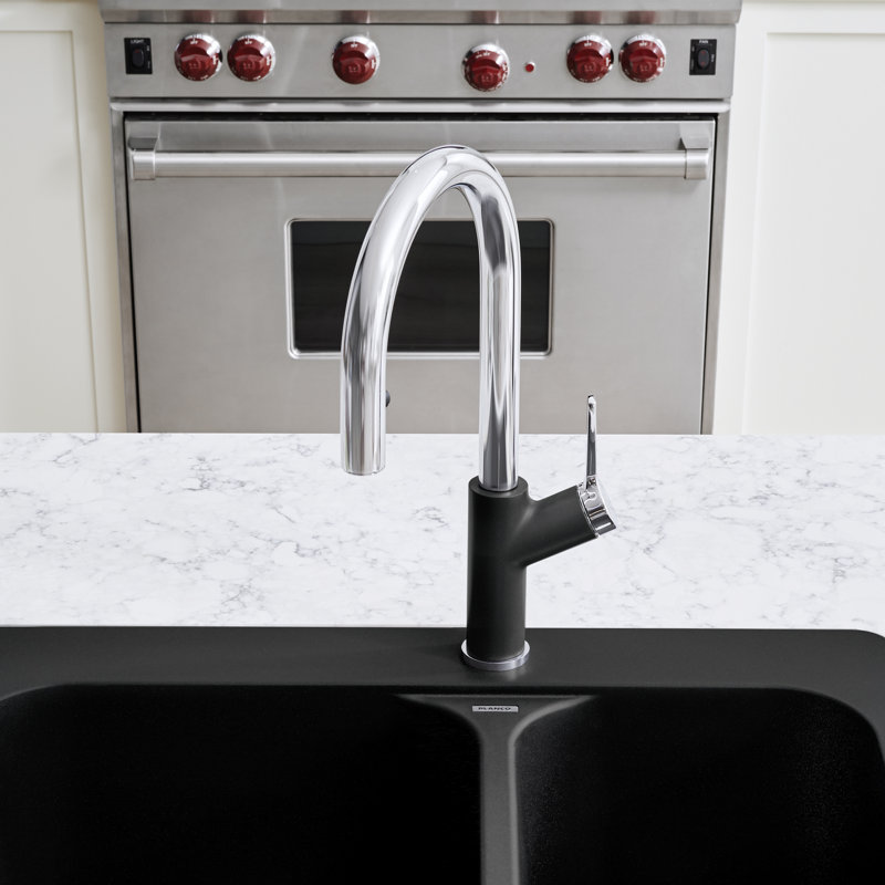 Urbena Pull-Down Dual-Spray Kitchen Faucet, Anthracite/Chrome