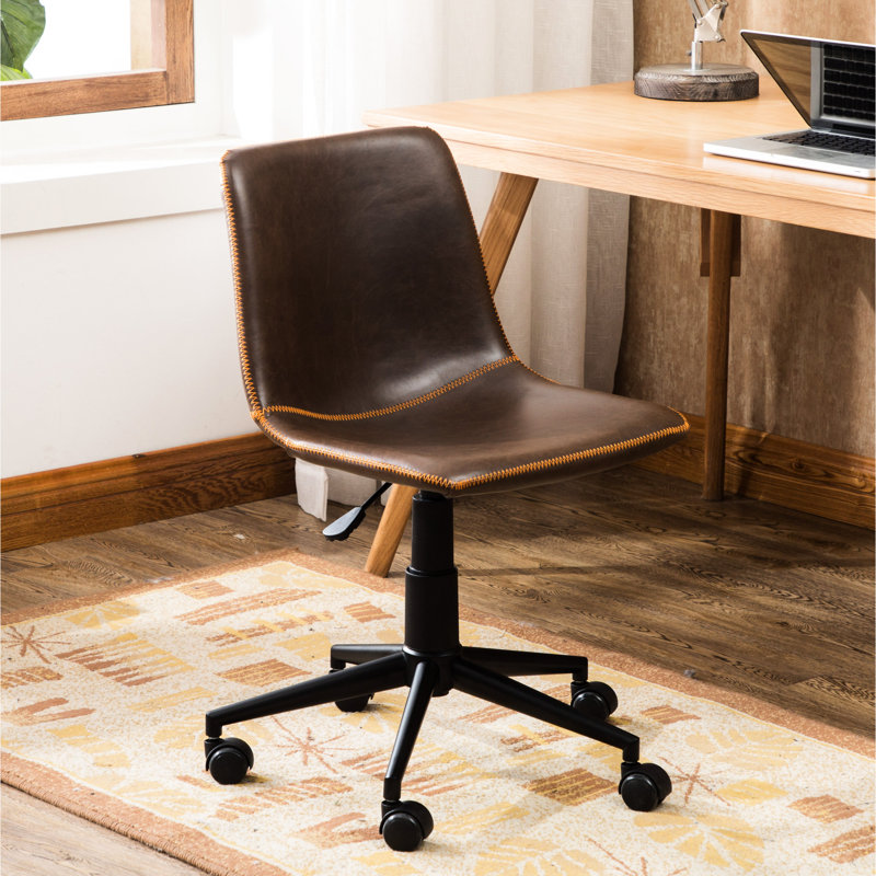 Fauteuil pneumatique pivotant à 360 degrés antique brun - siège en similicuir, revêtement confortable, structure en acier noir mat