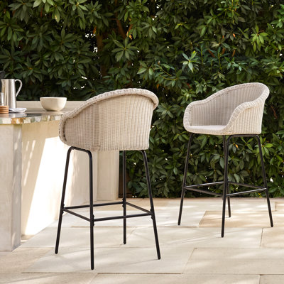 Tabourets de bar en PE avec assise en fer de 29,5 po de hauteur pour patio Santos