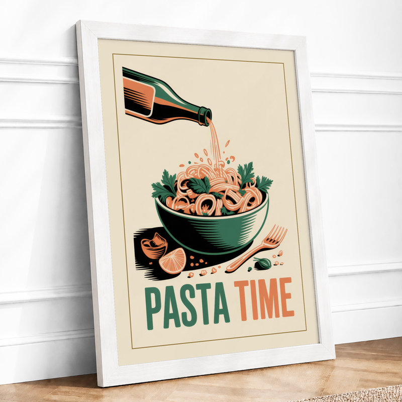 Pasta Time Retro - Framed Print, A1 - 84.1 x 59.4 cm, White
