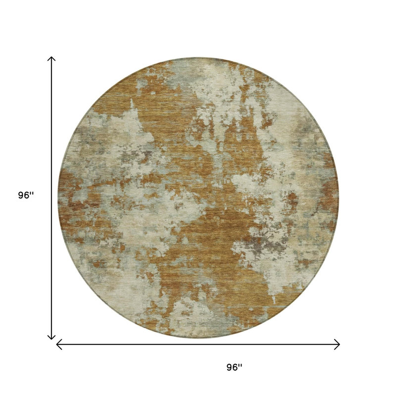 Tapis extérieur rond 8 po Terra Cotta and Beige