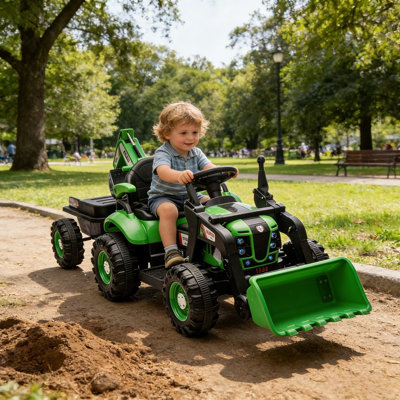 24V Kids Ride-On Tractor With Remote Control, Construction Ride On Car For Kids