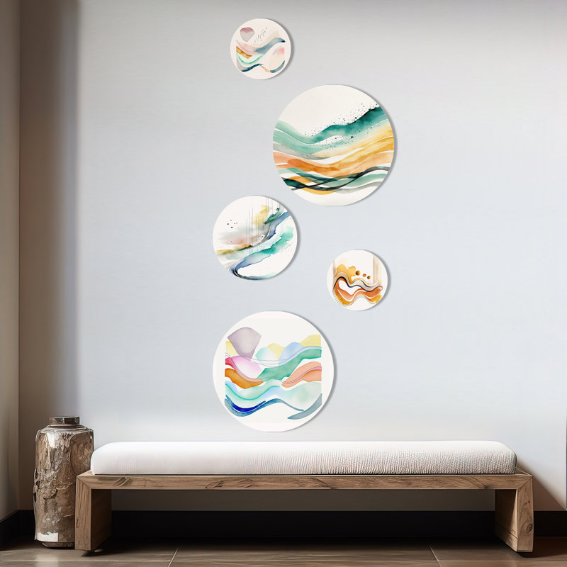 Lumineuse aquarelle lumineuse - décoration murale vagues modernes en métal