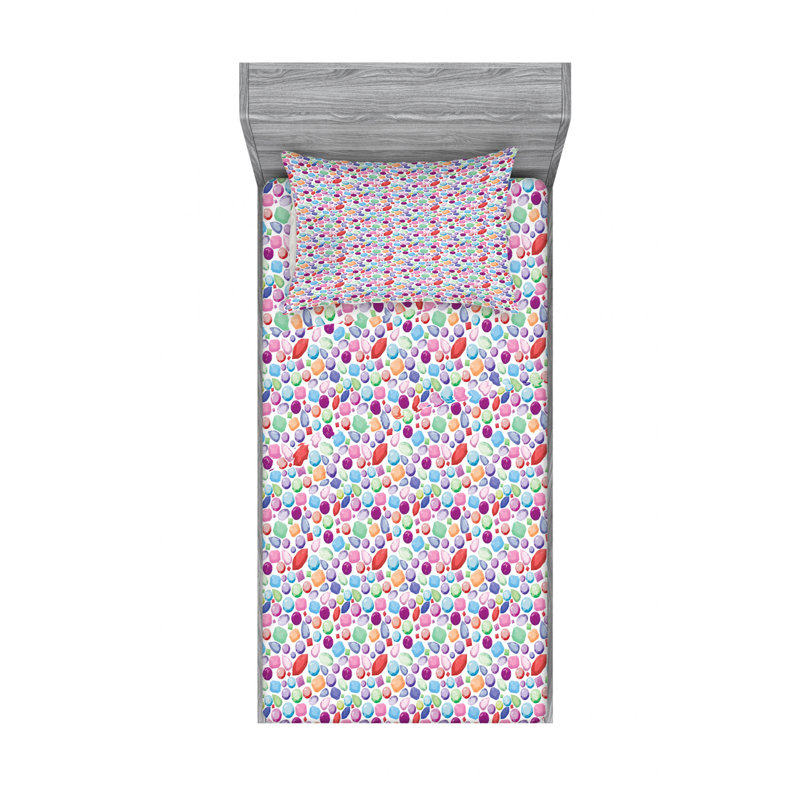 Microfiber Geometric Sheet Set, Twin Sheet Set with Fitted Sheet