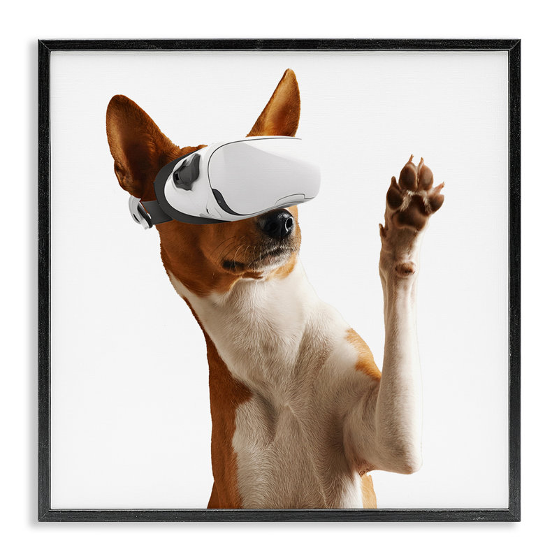 Estampe numérique VR Gamer Dog, conception de CAD Designs, Giclée encadrée noir minuit, H 12 po x l 12 po