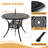 5-Piece 35.43-inch Round Table Cast Aluminum Outdoor Dining Set with Umbrella Hole and Red Cushions
