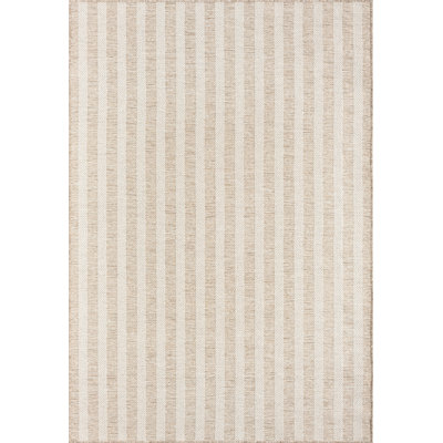 Tapis intérieur / extérieur beige à rayures Abani OCE110A