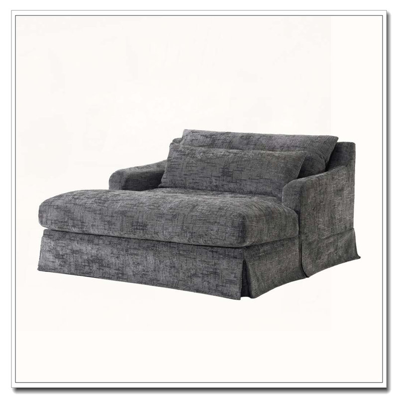Canapé 59,5 pouces avec surface texturée et deux coussins, Gris