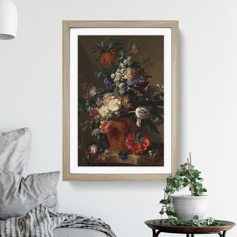 Still Life with Flowers Vol.11 by Jan Van Huysum - Picture Frame Painting, Oak, 48cm H x 36cm W x 2cm D