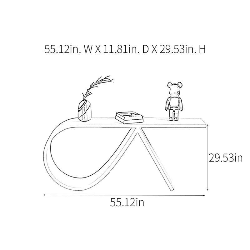 Console Modern Minimalist Art Design, H 29,53 po x l 55,12 po x P 11,81 po, Noir