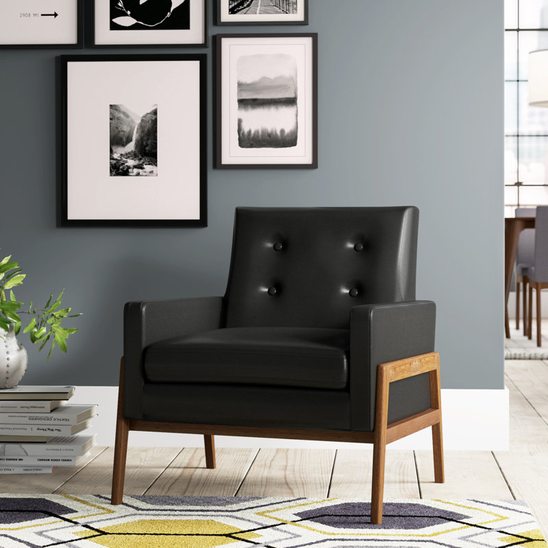 Kisner Upholstered Armchair, Black