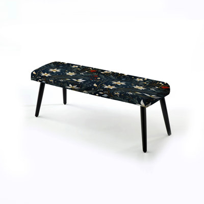 Banc blanc rembourré blanc et vert à motif de fleurs tranquilles et zen