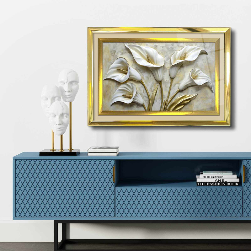 Élégante peinture décorative encadrée, 17,0 po x 25,6 po | 100% verre acrylique (épaisseur: 0,04 pouce) et cadre en bois massif (épaisseur: 1,0 pouce) | Art mural parfait pour le salon, la chambre à coucher et le bureau