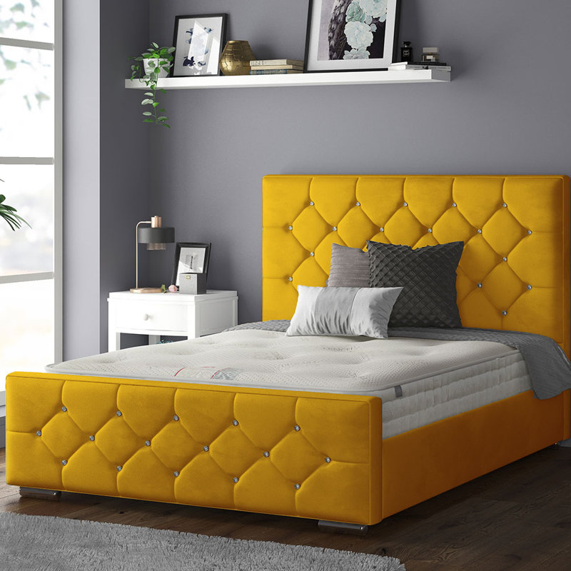 Chen Upholstered Bed, Turmeric, Double (4'6)
