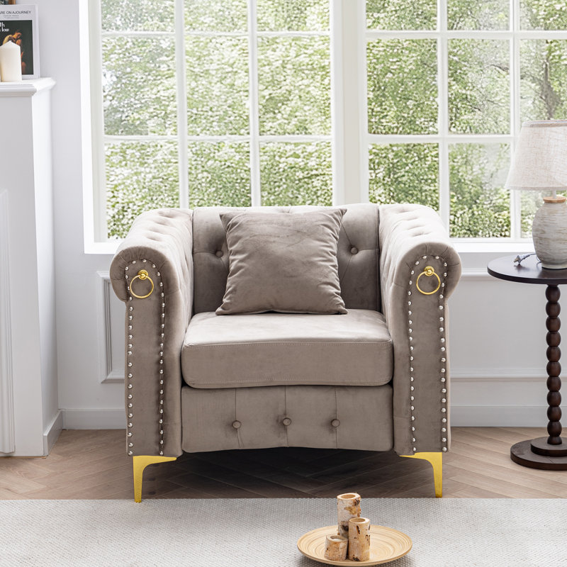 Fauteuil Chesterfield 40,9 po, Beige