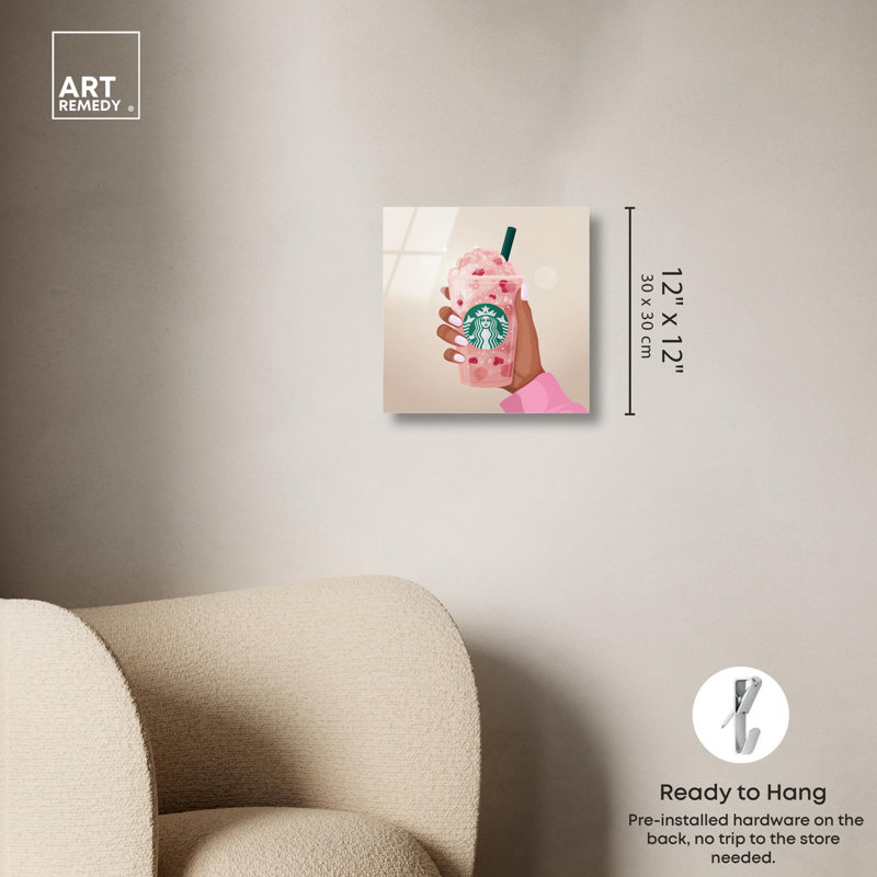 Impression d'art acrylique rose Sip par Art Remedy, H 12 po x l 12 po