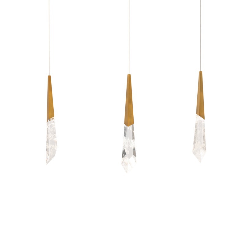 Aged Brass 3-Light LED Crystal Pendant for Island