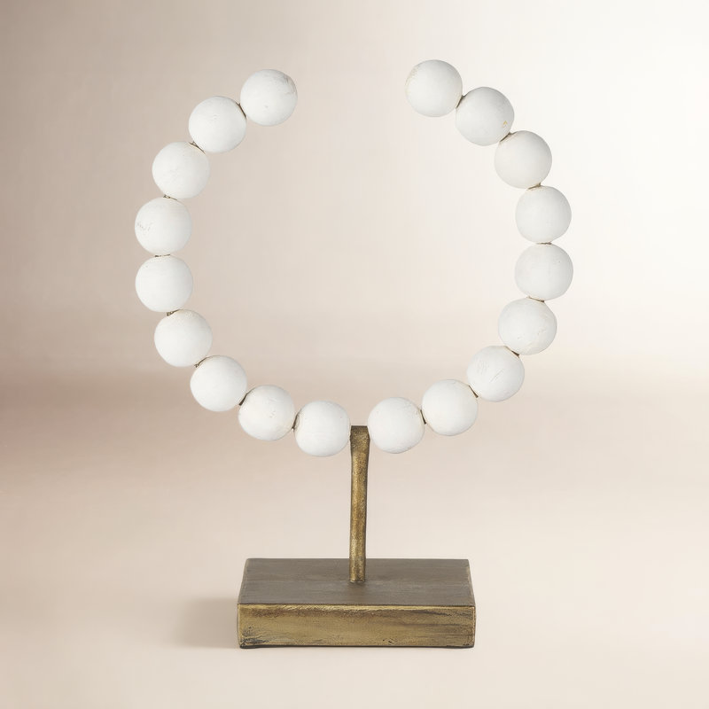 Shira Abstract Figurines & Sculptures, 11.6" H x 9.4" W x 4.5" D, White/Gold