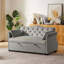 Canapé-lit convertible en velours gris avec dossier capitonné et plusieurs positions réglables pour une assise et un sommeil confortables-118056512