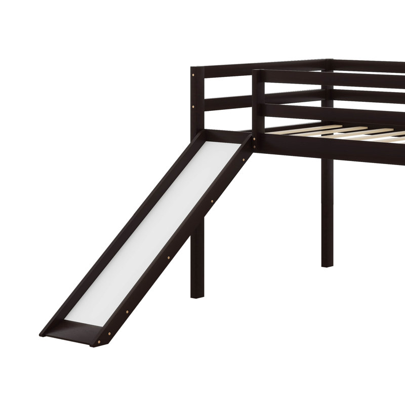 Lit mezzanine multifonctionnel avec glissade, Espresso