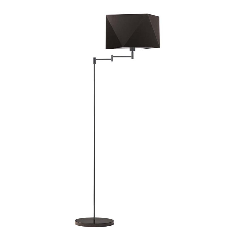 Glasper 163cm Swing Arm Floor Lamp, Black, Brown