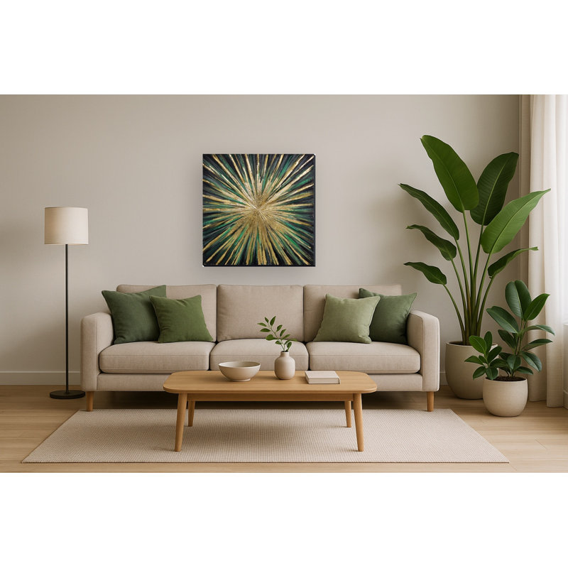 Art mural toile émeraude et éclat éclatant - 40 po x 40 po